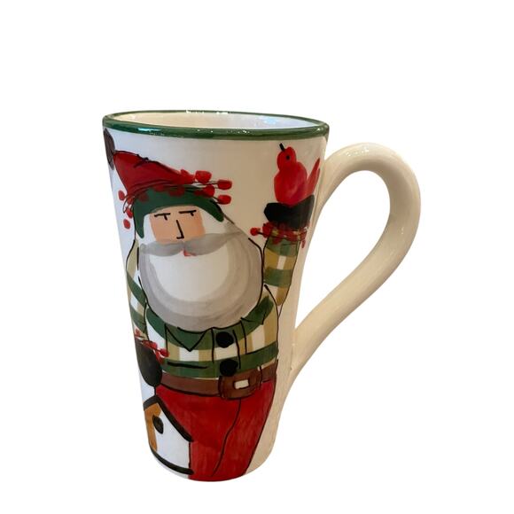 VIETRI Old St. Nick Latte Mug with Birds Hand Painted Santa Claus Made in Italy - Picture 10 of 13